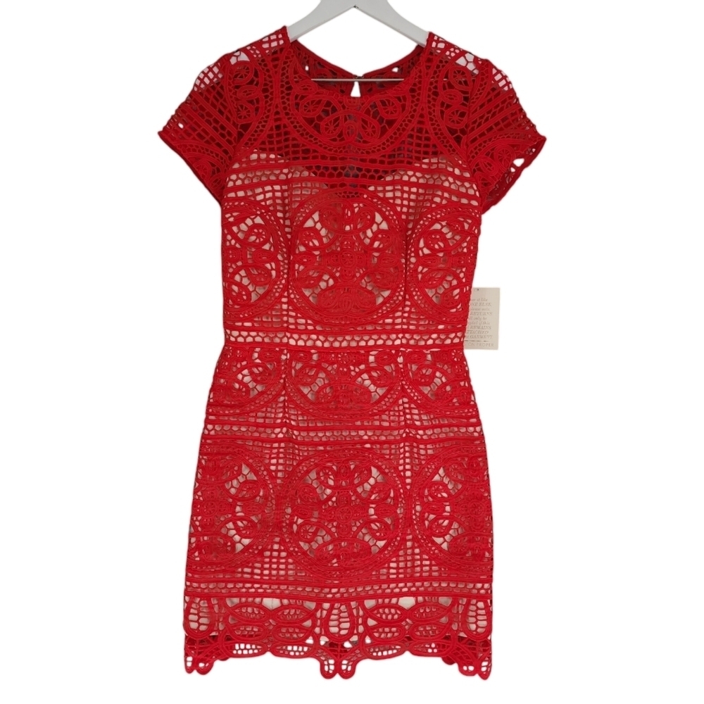 Boston Proper Lace Overlay Mini Dress